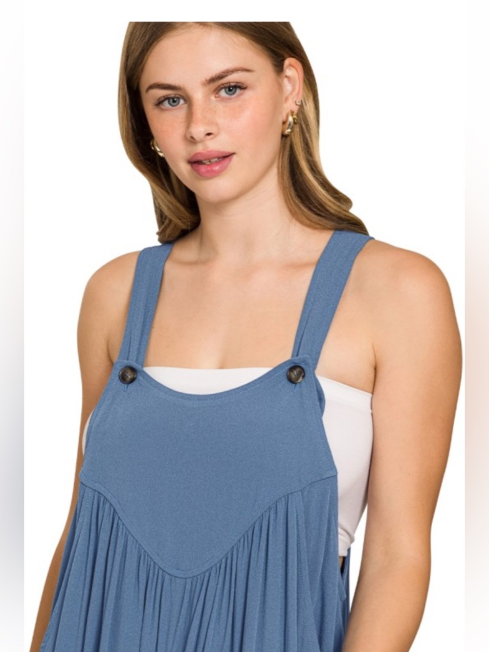 Zenana Woven Rayon Crepe Overalls - Picture 3 of 3